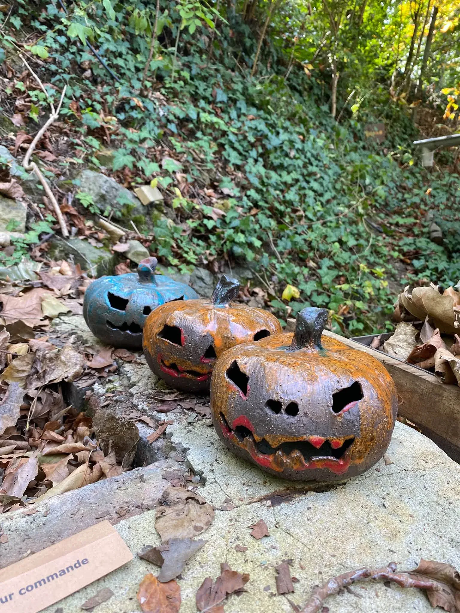 Céramique de jardin - citrouilles Halloween par l'Occasion Unique